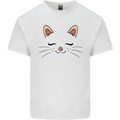 Cute Cat Face Mens Cotton T-Shirt Tee Top White