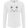 Cute Cat Face Mens Long Sleeve T-Shirt White