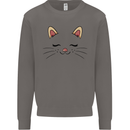 Cute Cat Face Mens Sweatshirt Jumper Charcoal
