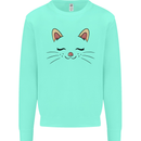 Cute Cat Face Mens Sweatshirt Jumper Peppermint