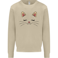 Cute Cat Face Mens Sweatshirt Jumper Sand