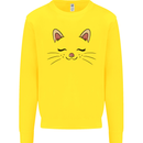 Cute Cat Face Mens Sweatshirt Jumper Yellow