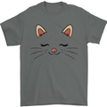 Cute Cat Face Mens T-Shirt 100% Cotton Charcoal