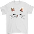 Cute Cat Face Mens T-Shirt 100% Cotton White