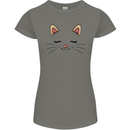 Cute Cat Face Womens Petite Cut T-Shirt Charcoal