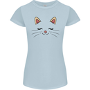Cute Cat Face Womens Petite Cut T-Shirt Light Blue
