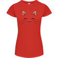 Cute Cat Face Womens Petite Cut T-Shirt Red