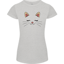 Cute Cat Face Womens Petite Cut T-Shirt Sports Grey