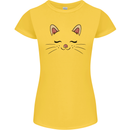 Cute Cat Face Womens Petite Cut T-Shirt Yellow