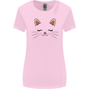 Cute Cat Face Womens Wider Cut T-Shirt Light Pink