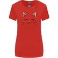 Cute Cat Face Womens Wider Cut T-Shirt Red