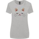 Cute Cat Face Womens Wider Cut T-Shirt Sports Grey