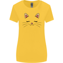 Cute Cat Face Womens Wider Cut T-Shirt Yellow