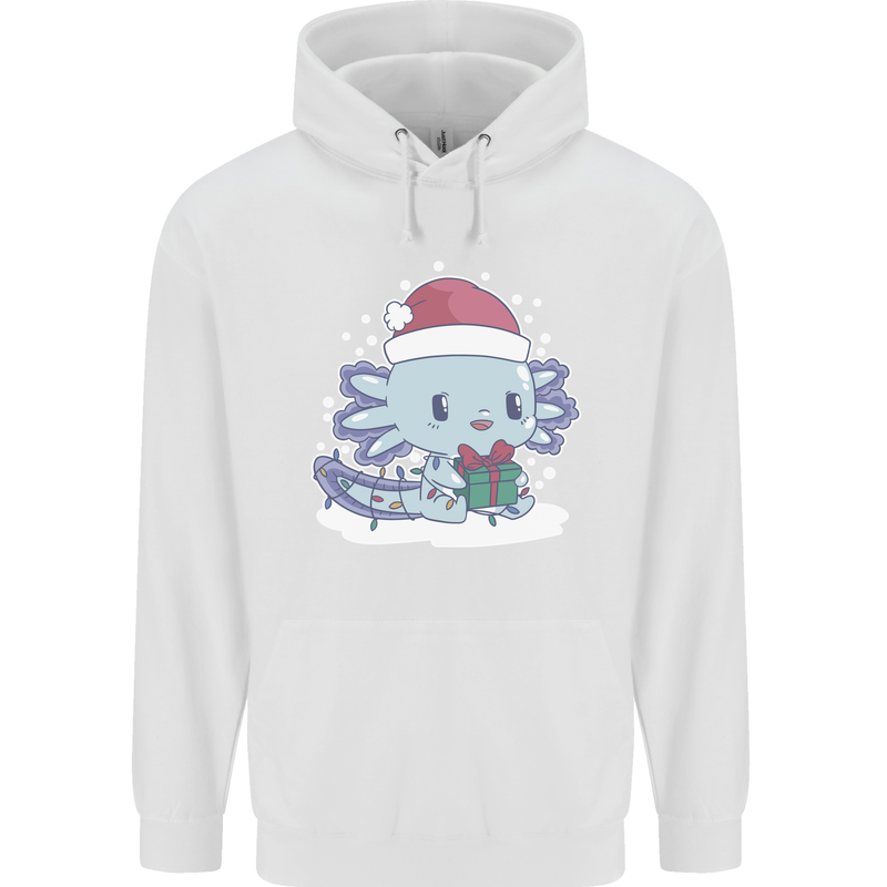 Cute Christmas Axoloti Wearing a Chirstmas Hat Xmas Childrens Kids Hoodie White