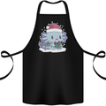 Cute Christmas Axoloti Wearing a Chirstmas Hat Xmas Cotton Apron 100% Organic Black