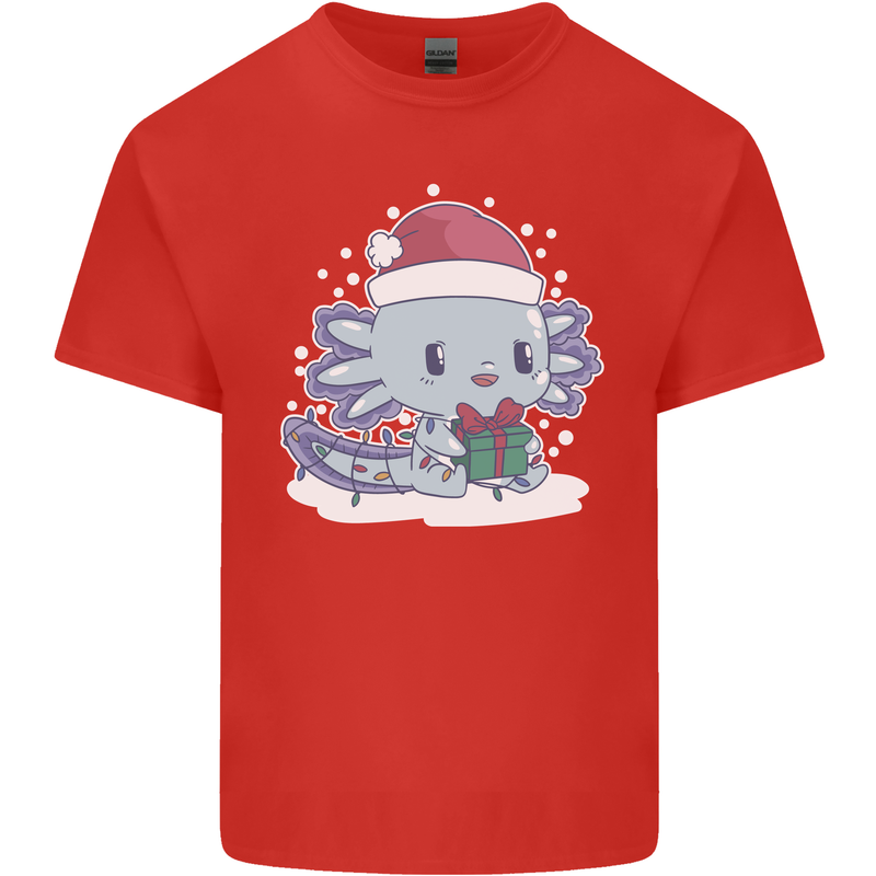 Cute Christmas Axoloti Wearing a Chirstmas Hat Xmas Kids T-Shirt Childrens Red