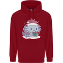 Cute Christmas Axoloti Wearing a Chirstmas Hat Xmas Mens 80% Cotton Hoodie Red