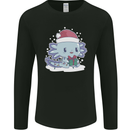 Cute Christmas Axoloti Wearing a Chirstmas Hat Xmas Mens Long Sleeve T-Shirt Black