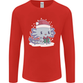 Cute Christmas Axoloti Wearing a Chirstmas Hat Xmas Mens Long Sleeve T-Shirt Red