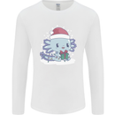 Cute Christmas Axoloti Wearing a Chirstmas Hat Xmas Mens Long Sleeve T-Shirt White
