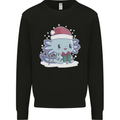 Cute Christmas Axoloti Wearing a Chirstmas Hat Xmas Mens Sweatshirt Jumper Black