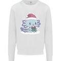 Cute Christmas Axoloti Wearing a Chirstmas Hat Xmas Mens Sweatshirt Jumper White