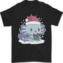 Cute Christmas Axoloti Wearing a Chirstmas Hat Xmas Mens T-Shirt 100% Cotton Black