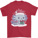 Cute Christmas Axoloti Wearing a Chirstmas Hat Xmas Mens T-Shirt 100% Cotton Red