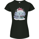Cute Christmas Axoloti Wearing a Chirstmas Hat Xmas Womens Petite Cut T-Shirt Black