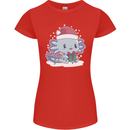 Cute Christmas Axoloti Wearing a Chirstmas Hat Xmas Womens Petite Cut T-Shirt Red