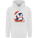 Cute Christmas Penguin & Sledge Funny Xmas Childrens Kids Hoodie White