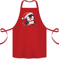 Cute Christmas Penguin & Sledge Funny Xmas Cotton Apron 100% Organic Red