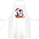 Cute Christmas Penguin & Sledge Funny Xmas Cotton Apron 100% Organic White