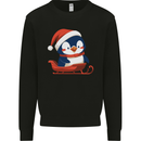 Cute Christmas Penguin & Sledge Funny Xmas Kids Sweatshirt Jumper Black