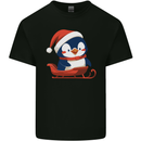 Cute Christmas Penguin & Sledge Funny Xmas Kids T-Shirt Childrens Black