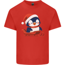Cute Christmas Penguin & Sledge Funny Xmas Kids T-Shirt Childrens Red