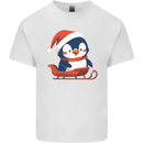 Cute Christmas Penguin & Sledge Funny Xmas Kids T-Shirt Childrens White