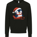 Cute Christmas Penguin & Sledge Funny Xmas Mens Sweatshirt Jumper Black