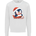Cute Christmas Penguin & Sledge Funny Xmas Mens Sweatshirt Jumper White