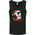Cute Christmas Penguin & Sledge Funny Xmas Mens Vest Tank Top Black