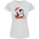 Cute Christmas Penguin & Sledge Funny Xmas Womens Petite Cut T-Shirt White