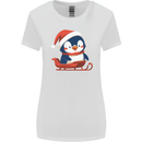 Cute Christmas Penguin & Sledge Funny Xmas Womens Wider Cut T-Shirt White