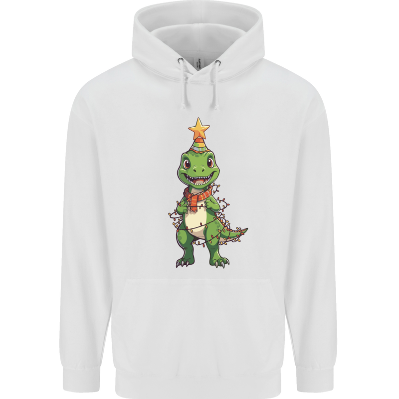 Cute Christmas T-Rex Funny Xmas Dinosaur Childrens Kids Hoodie White