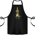 Cute Christmas T-Rex Funny Xmas Dinosaur Cotton Apron 100% Organic Black