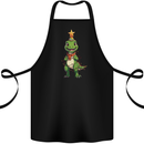 Cute Christmas T-Rex Funny Xmas Dinosaur Cotton Apron 100% Organic Black