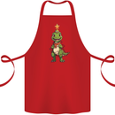 Cute Christmas T-Rex Funny Xmas Dinosaur Cotton Apron 100% Organic Red