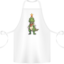 Cute Christmas T-Rex Funny Xmas Dinosaur Cotton Apron 100% Organic White