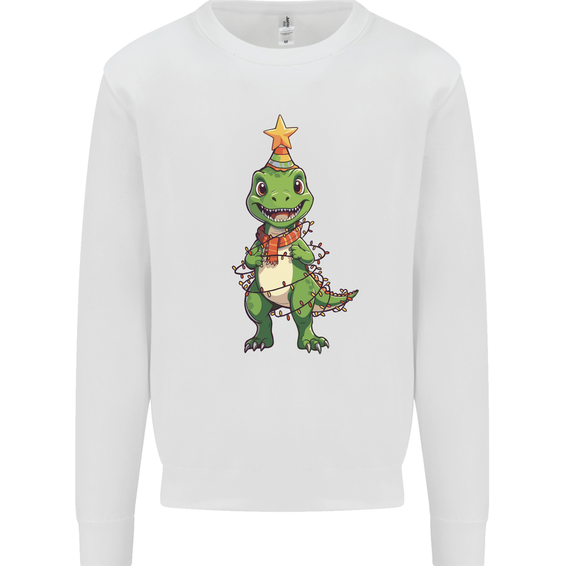 Cute Christmas T-Rex Funny Xmas Dinosaur Kids Sweatshirt Jumper White