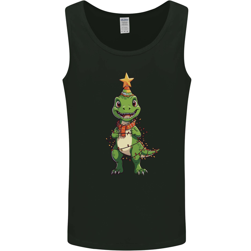 Cute Christmas T-Rex Funny Xmas Dinosaur Mens Vest Tank Top Black