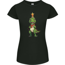 Cute Christmas T-Rex Funny Xmas Dinosaur Womens Petite Cut T-Shirt Black